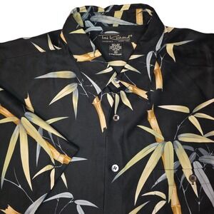 Tori Richard Mens XL Black Bamboo 100% Silk Aloha Hawaiian Shirt Short Sleeve
